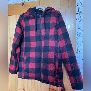 Christmas photo perfect! Buffalo check men’s hooded sweatshirt.